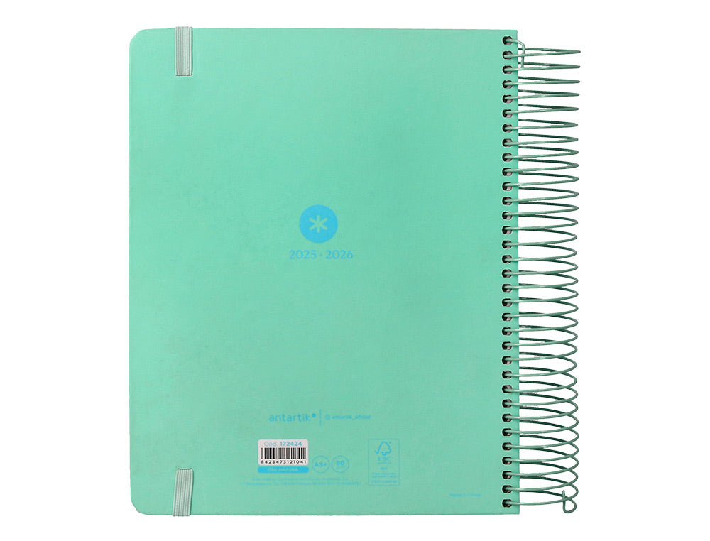 Agenda escolar antartik 25-26 espiral here and now azul pagina a5 bilingüe papel fsc 80 gr 80 gr
