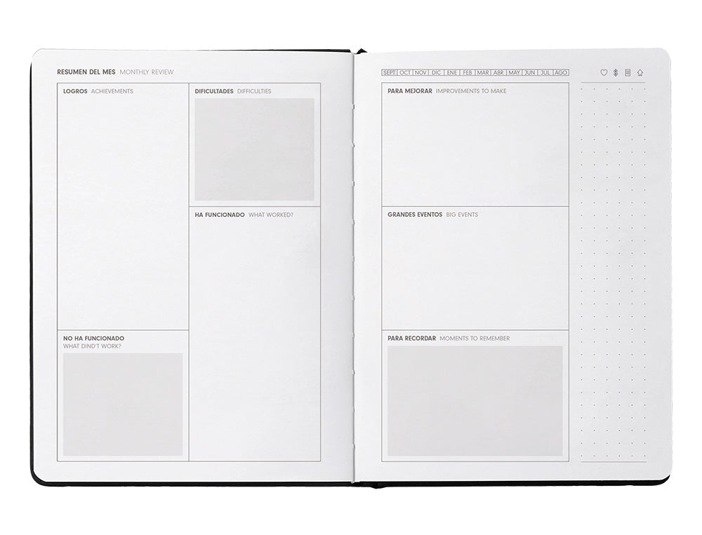 Agenda escolar antartik 25-26 encuadernada go! simil piel negro semana vista a5 bilingüepapel fsc 80 gr