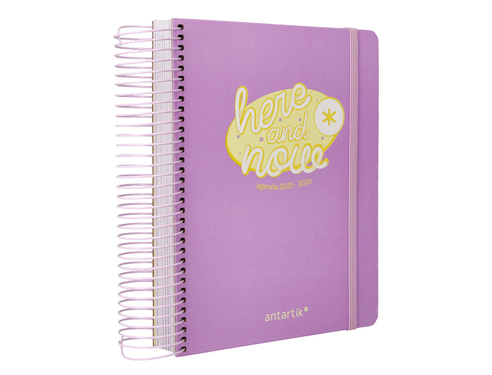 Agenda escolar antartik 25-26 espiral here and now azul pagina a5 bilingüe papel fsc 80 gr 80 gr