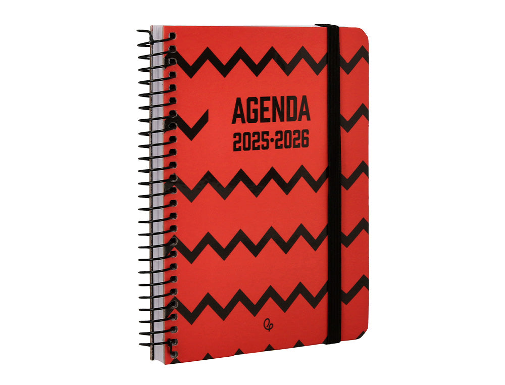 Agenda escolar liderpapel 25-26 espiral patterns zigzag semana vista a6 bilingüe papel fsc 80 gr