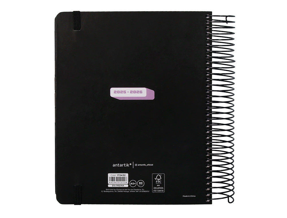 Agenda escolar antartik 25-26 espiral neon dia pagina a5 bilingüe papel fsc 80 gr