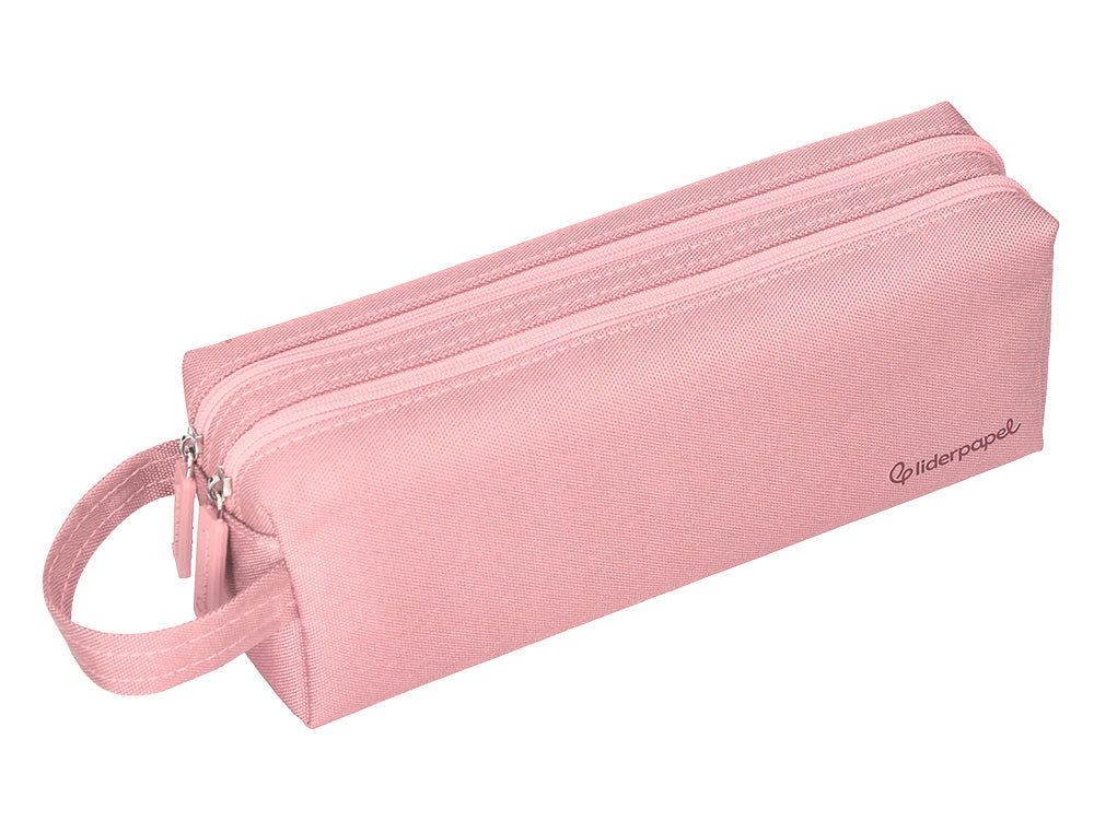 Estuche portatodo liderpapel classic rectangular con asa 2 cremalleras 210 x80mm