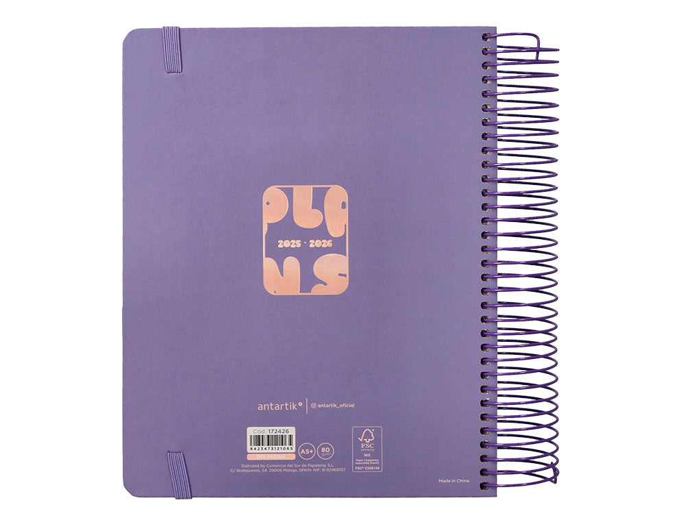 Agenda escolar antartik 25-26 espiral plans dia pagina a5 bilingüe papel fsc 80 gr