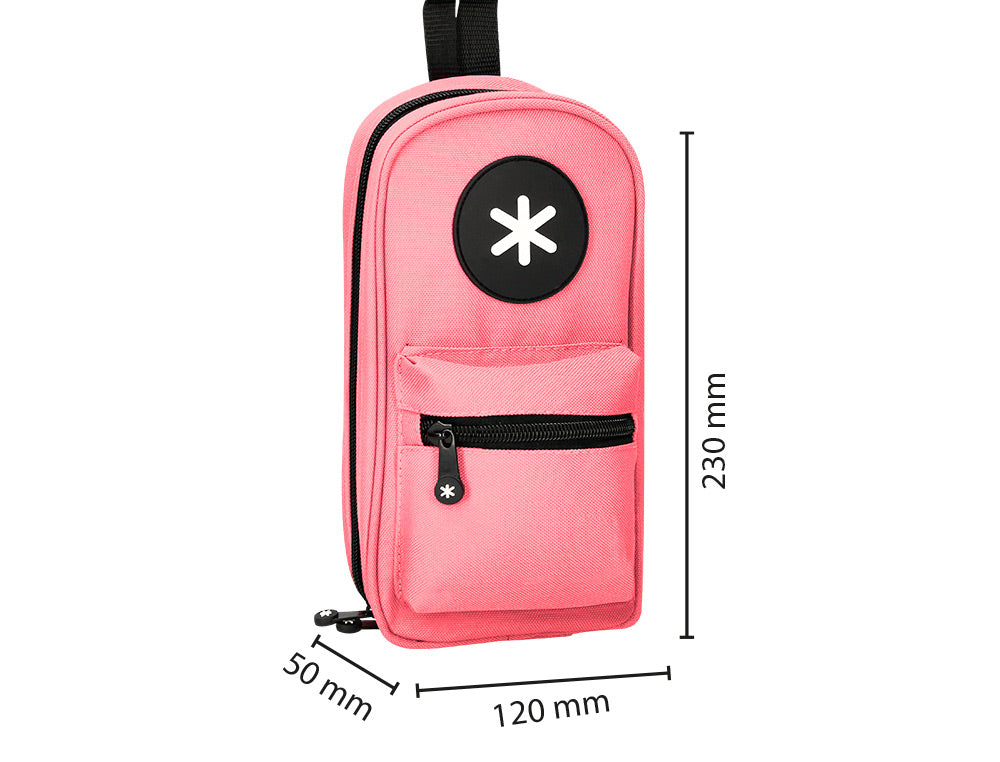 Estuche portatodo antartik forma de mochila con bolsillo y 4 departamentos 230x50x120 mm