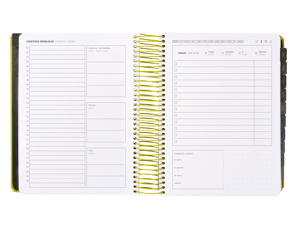 Agenda escolar antartik 25-26 espiral neon dia pagina a5 bilingüe papel fsc 80 gr