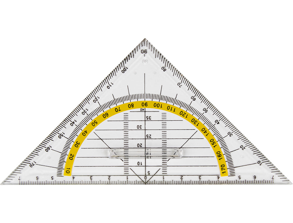 Escuadra liderpapel geometria 16 cm plastico cristal con pestaña de sujeccion