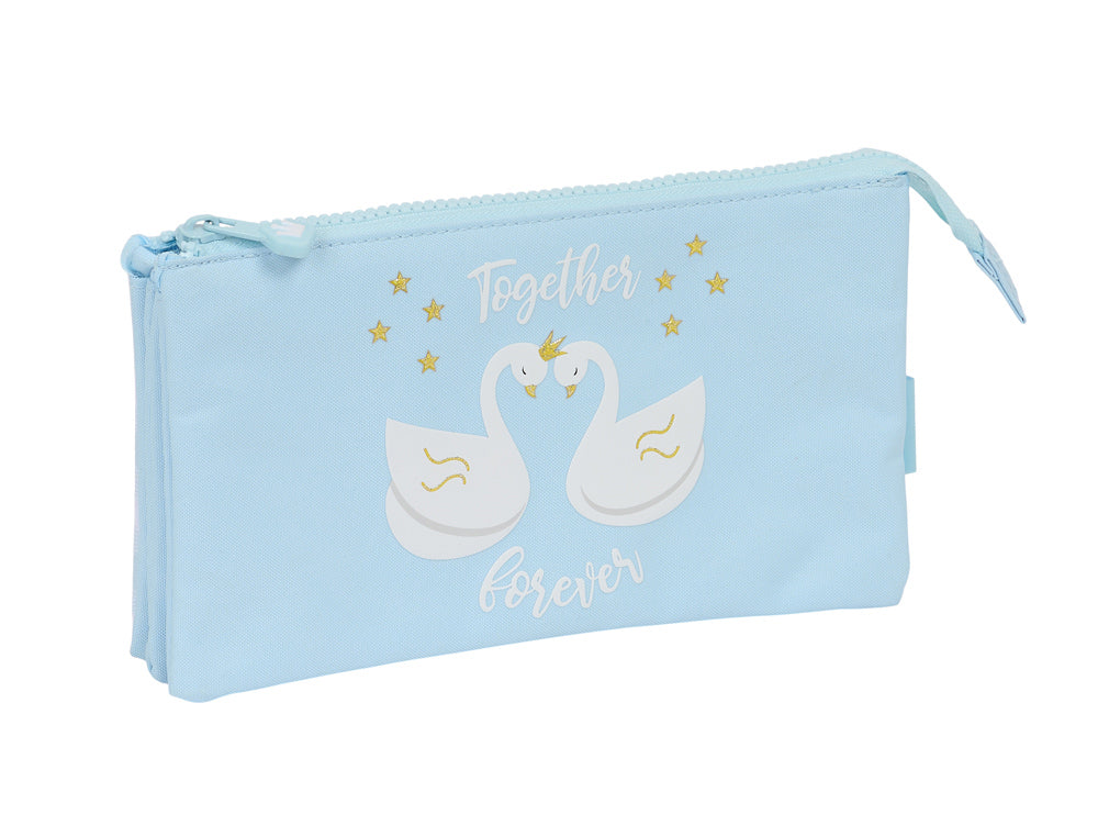 Bolso escolar portatodo safta triple glowlab cisnes 30x220x120 mm