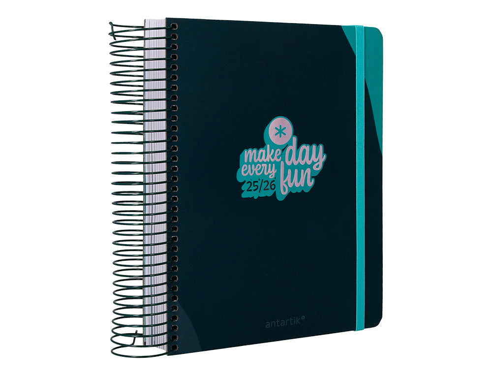 Agenda escolar antartik 25-26 espiral fun day fucsia dia pagina a5 bilingüe papel fsc 80 gr