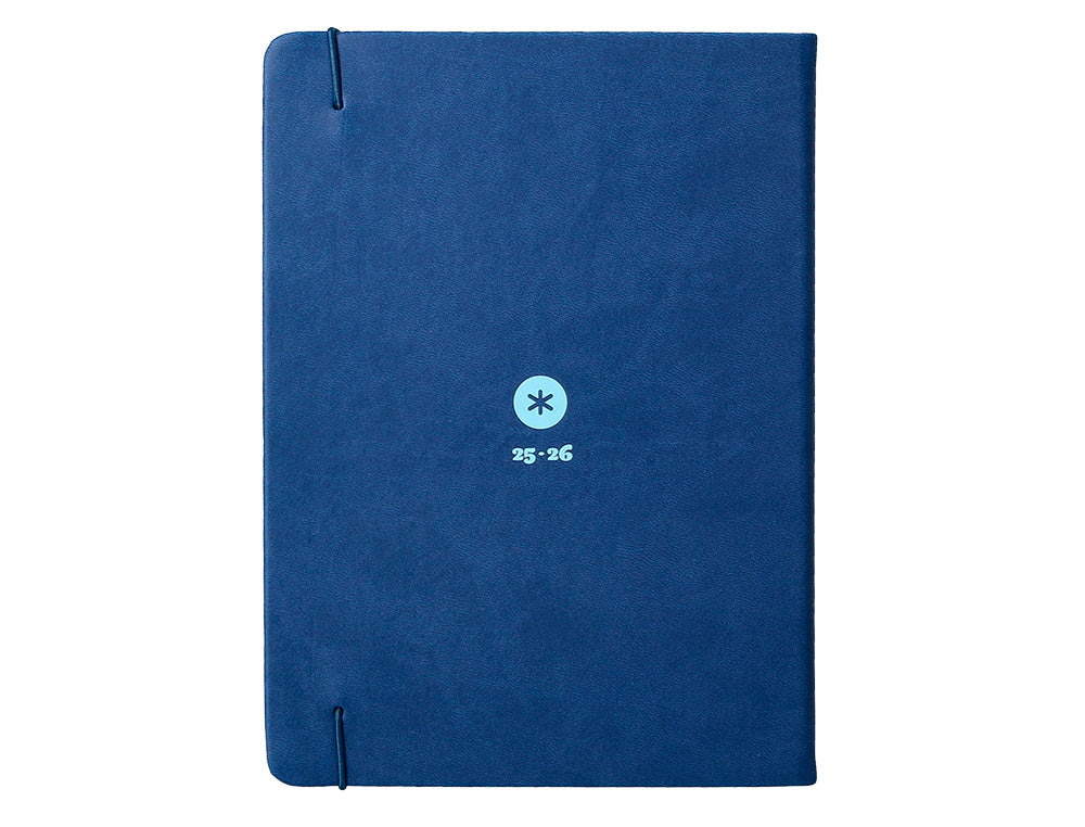 Agenda escolar antartik 25-26 encuadernada go! simil piel azul oscuro semana vista a5 bilingüe papel fsc 80 gr