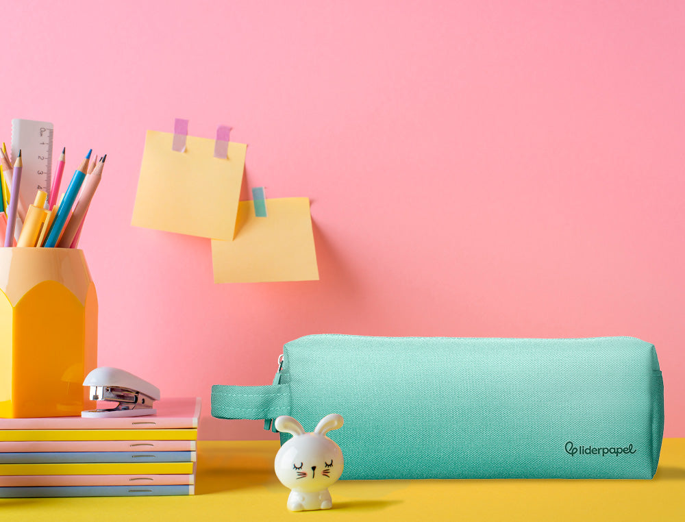 Estuche portatodo liderpapel classic rectangular con asa 2 cremalleras 210 x80mm