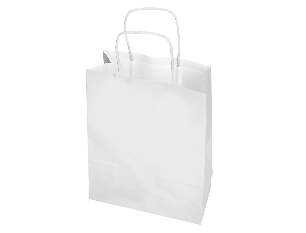 Bolsa papel q-connect celulosa blanco m con asa retorcida 270x370x12 mm