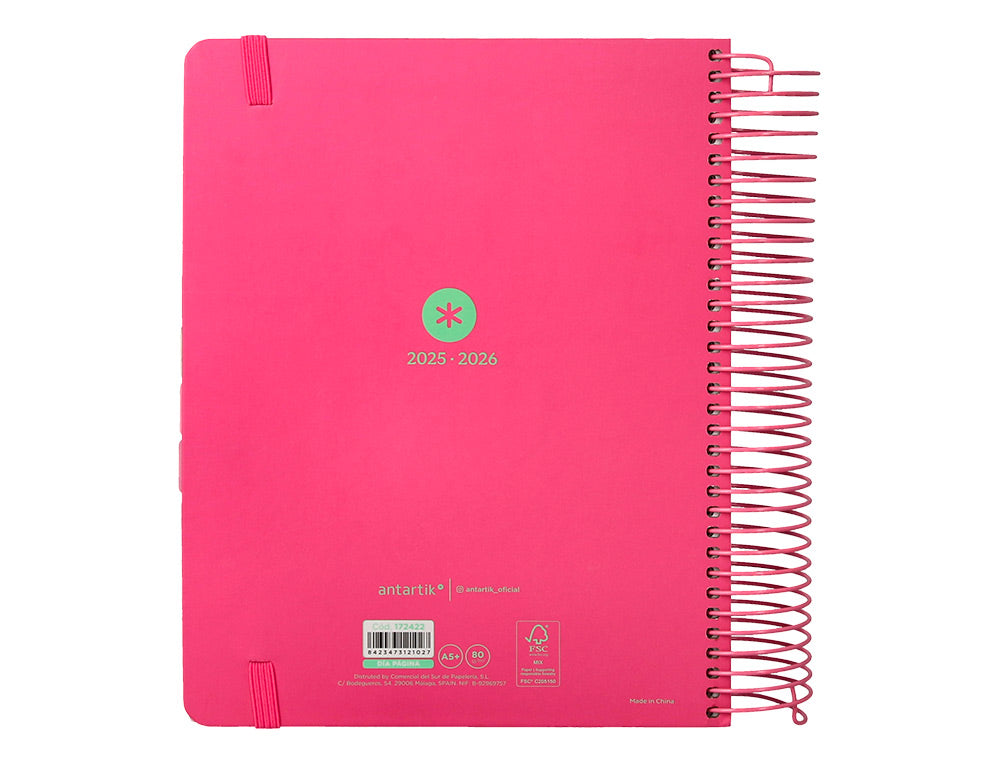 Agenda escolar antartik 25-26 espiral here and now azul pagina a5 bilingüe papel fsc 80 gr 80 gr