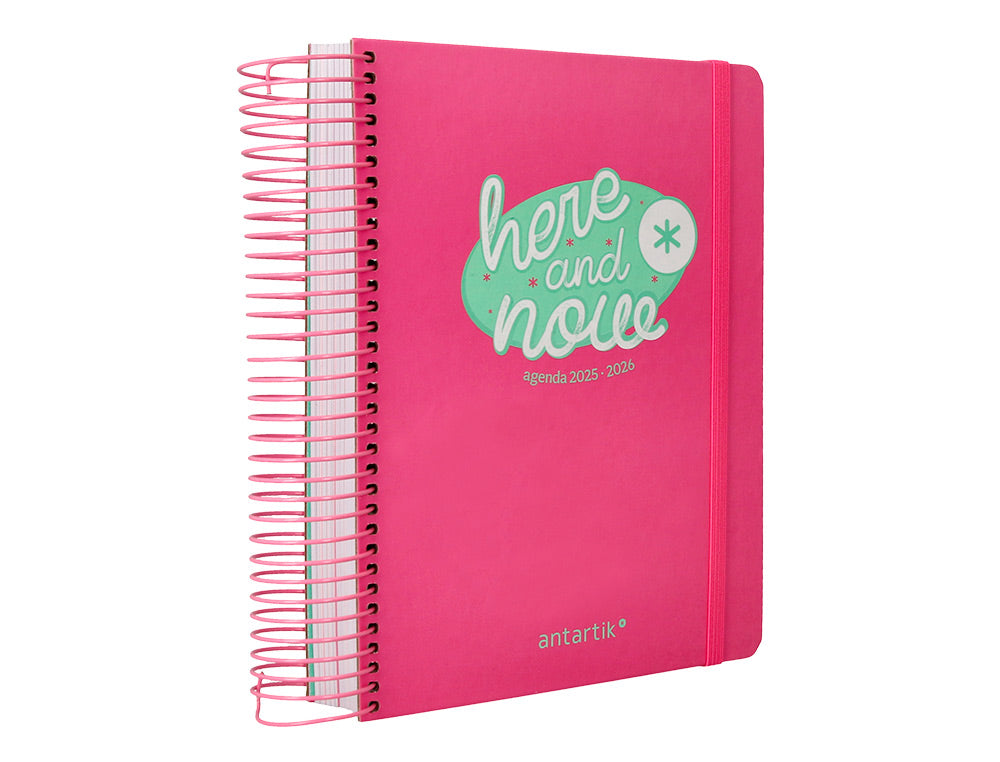 Agenda escolar antartik 25-26 espiral here and now azul pagina a5 bilingüe papel fsc 80 gr 80 gr