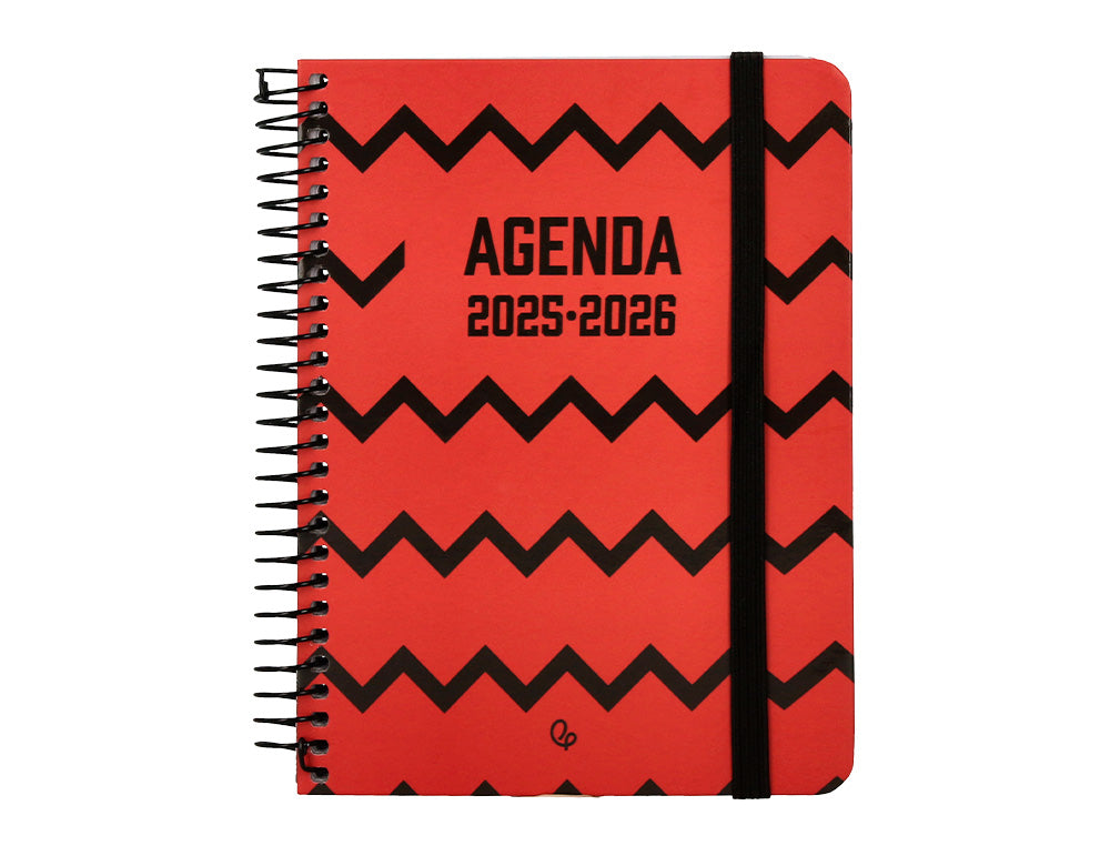 Agenda escolar liderpapel 25-26 espiral patterns zigzag semana vista a6 bilingüe papel fsc 80 gr