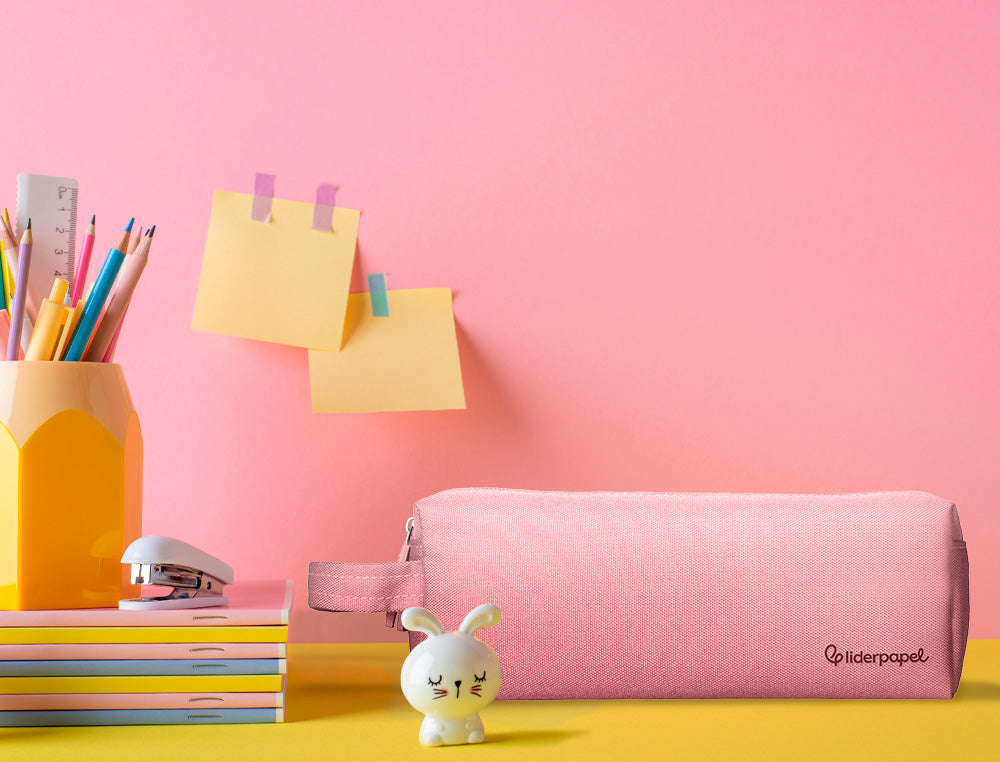 Estuche portatodo liderpapel classic rectangular con asa 2 cremalleras 210 x80mm