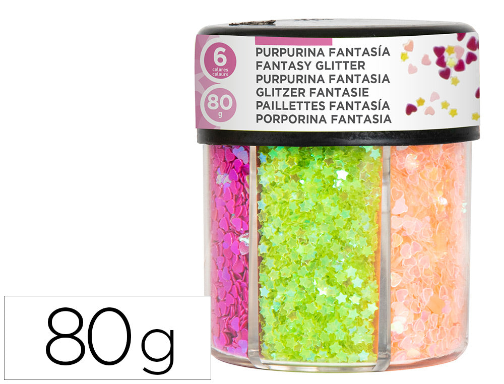 Purpurina fantasia liderpapel corazon y estrella bote de 80gr