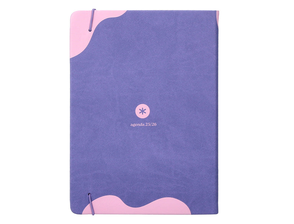 Agenda escolar antartik 25-26 encuadernada go! simil piel morado semana vista a5 bilingüe papel fsc 80 gr