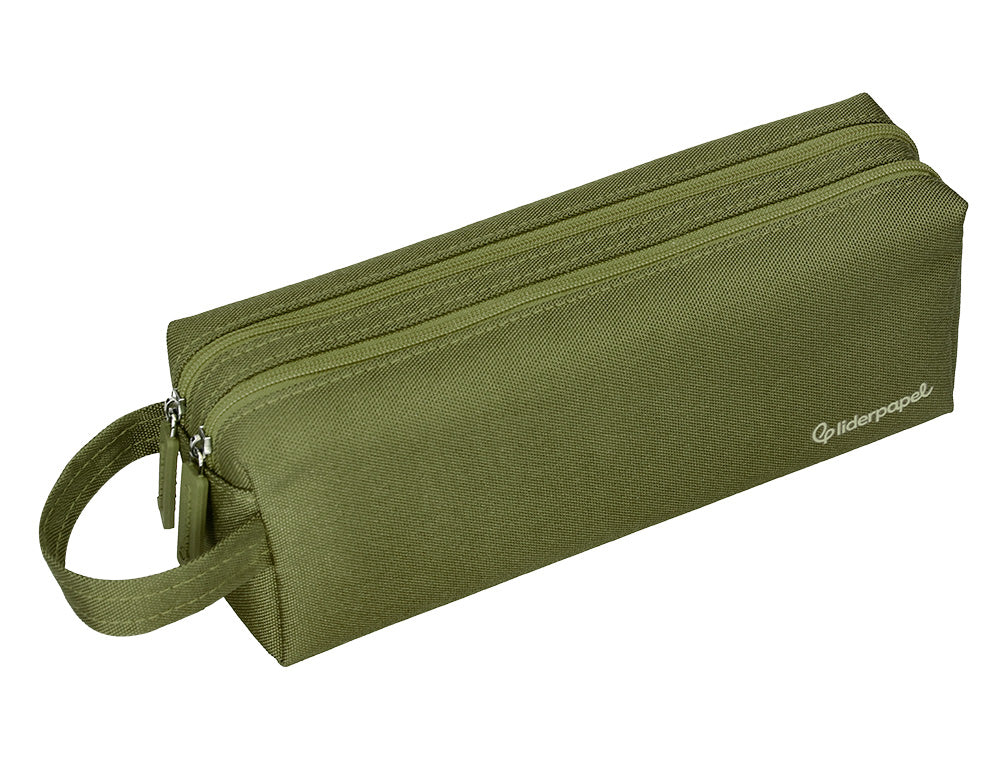 Estuche portatodo liderpapel classic rectangular con asa 2 cremalleras 210 x80mm
