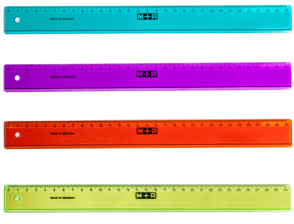 Regla m+r 30 cm plastico graduada y biselada colores surtidos
