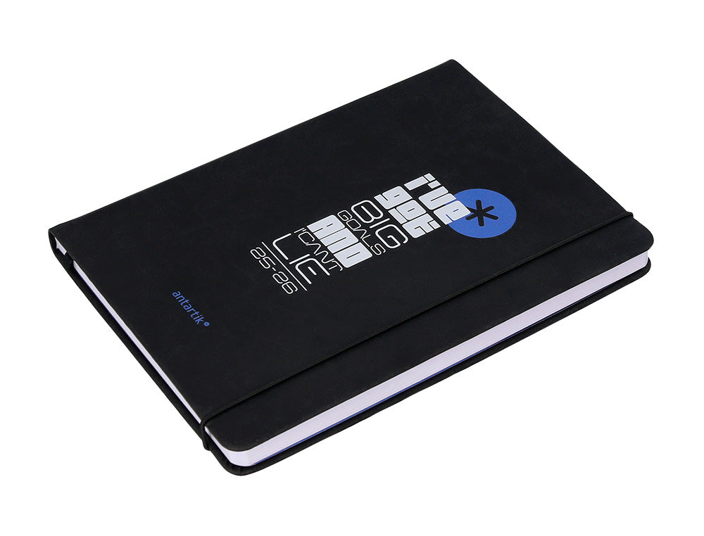 Agenda escolar antartik 25-26 encuadernada go! simil piel negro semana vista a5 bilingüepapel fsc 80 gr