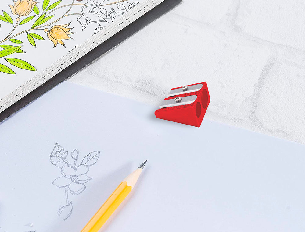 Sacapuntas liderpapel metalico cuña 2 usos color rojo