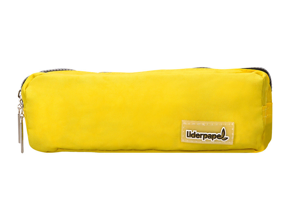 Estuche portatodo liderpapel rectangular 3 bolsillos amarillo pastel 185x80x70 mm