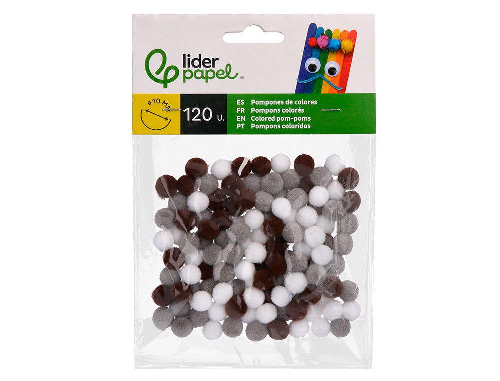 Pompones de colores liderpapel 1 cm bolsa con 120 unidades