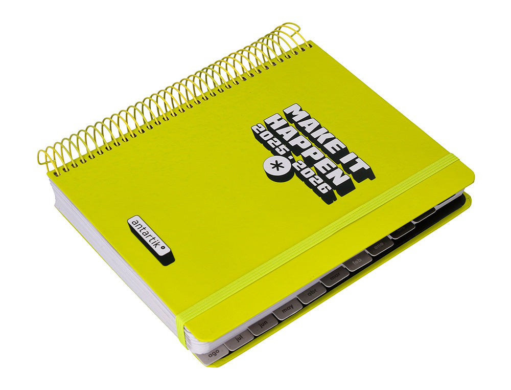 Agenda escolar antartik 25-26 espiral neon dia pagina a5 bilingüe papel fsc 80 gr