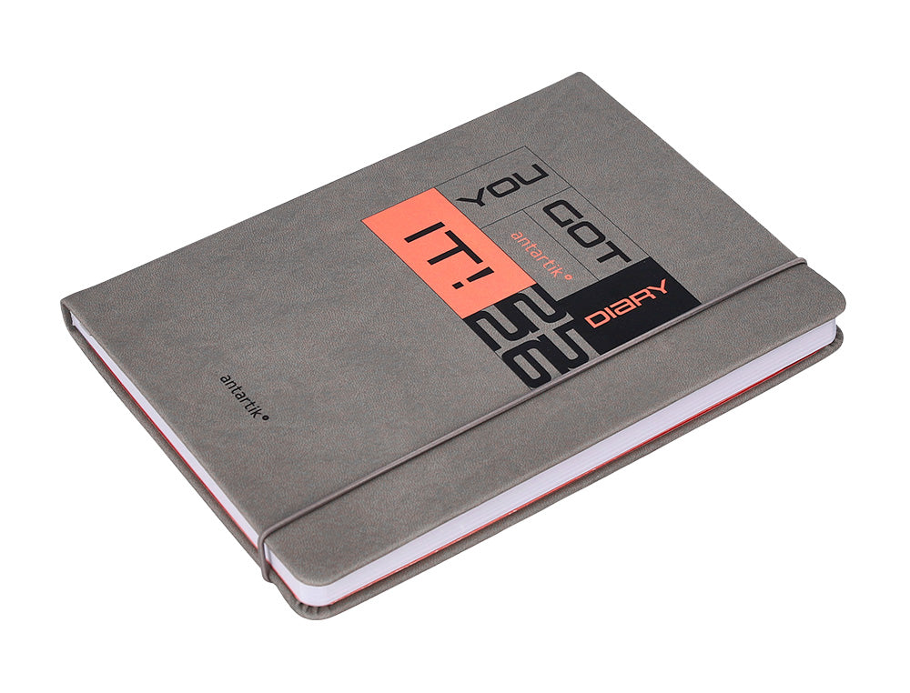 Agenda escolar antartik 25-26 encuadernada go! simil piel gris semana vista a5 bilingüe papel fsc 80 gr