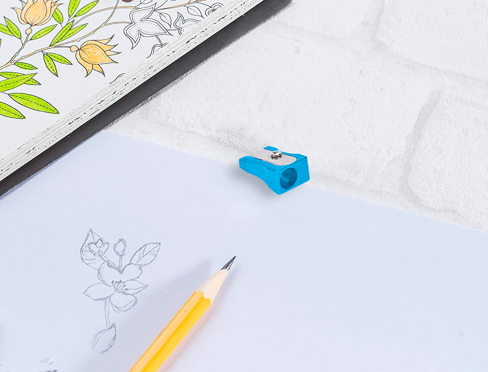 Sacapuntas liderpapel metalico cuña 1 uso color azul