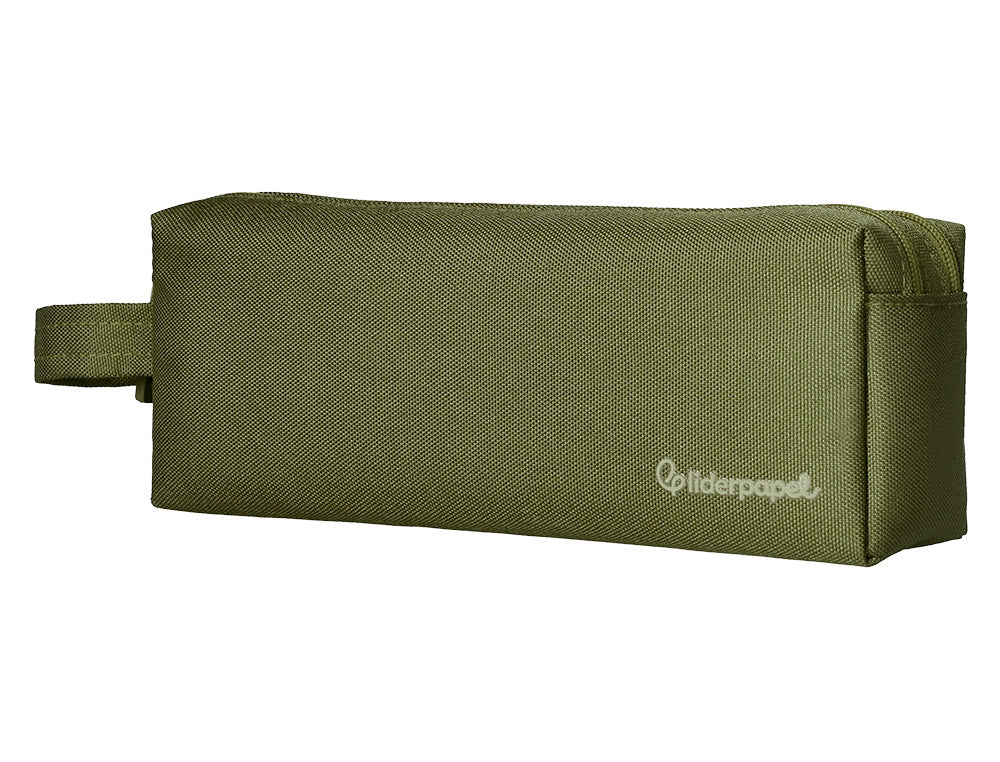 Estuche portatodo liderpapel classic rectangular con asa 2 cremalleras 210 x80mm