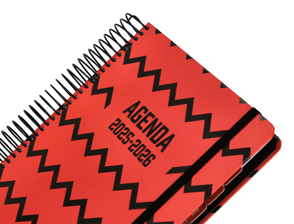 Agenda escolar liderpapel 25-26 espiral patterns zigzag dia pagina a5 bilingüe papel fsc