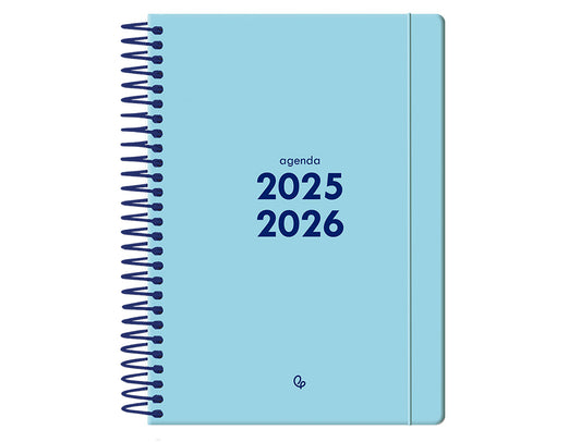 Agenda escolar liderpapel 25-26 espiral basic azul semana vista a5 bilingüe papel fsc 70 gr