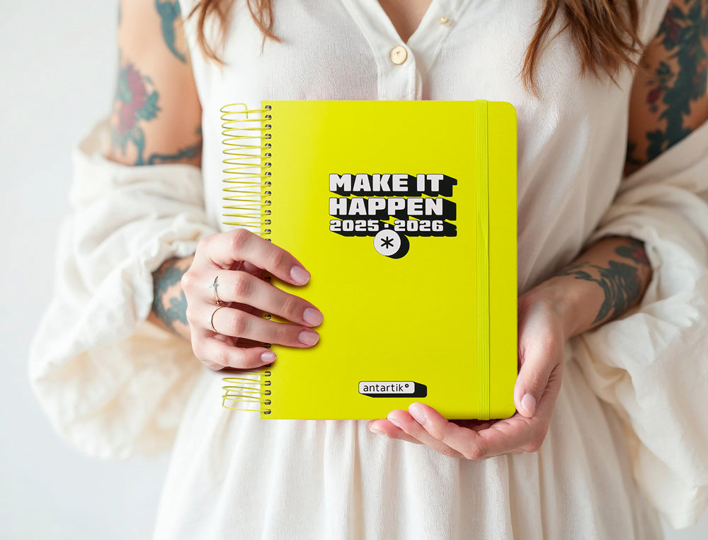 Agenda escolar antartik 25-26 espiral neon dia pagina a5 bilingüe papel fsc 80 gr
