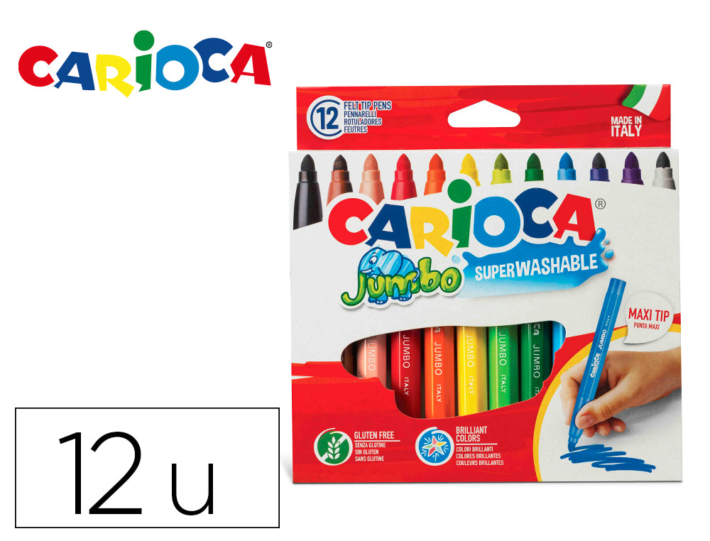 Rotulador carioca jumbo punta gruesa estuche de 12 unidades colores surtidos