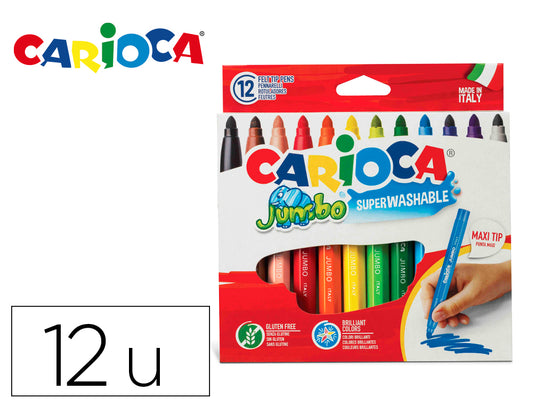 Rotulador carioca jumbo punta gruesa estuche de 12 unidades colores surtidos