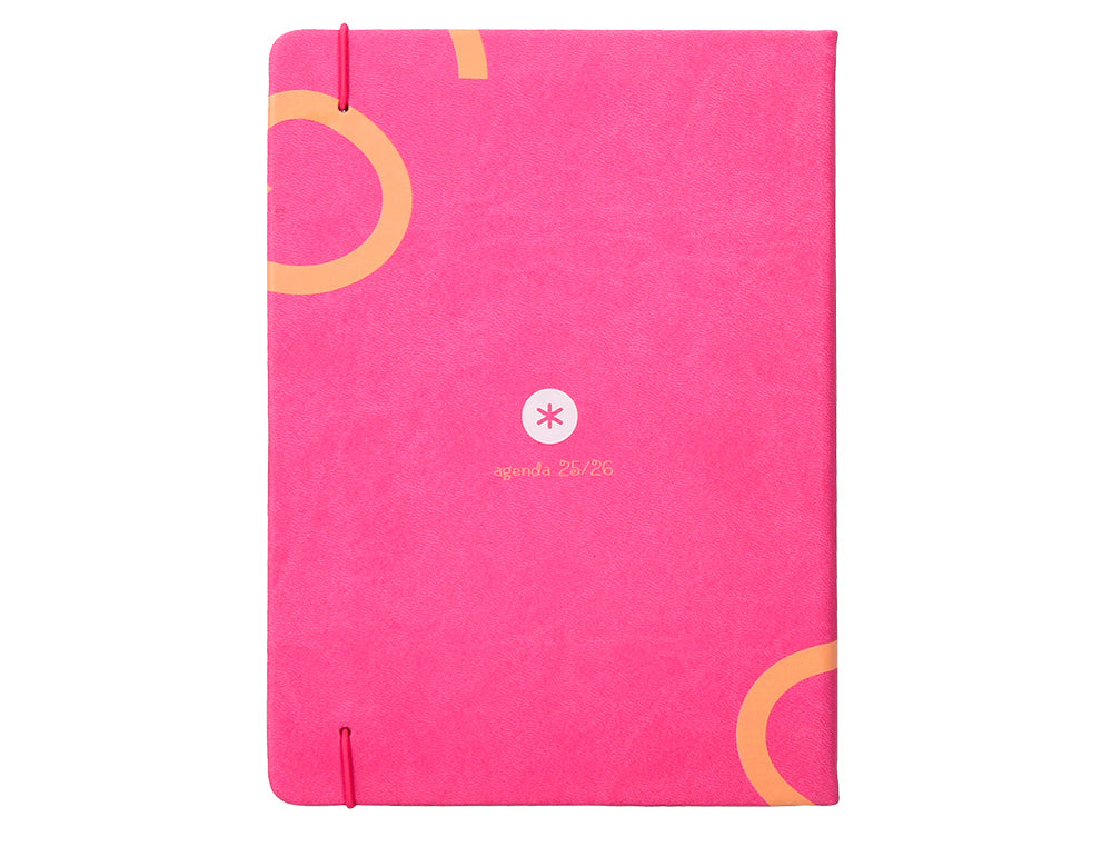 Agenda escolar antartik 25-26 encuadernada go! simil piel fucsia semana vista a5 bilingüe papel fsc 80 gr