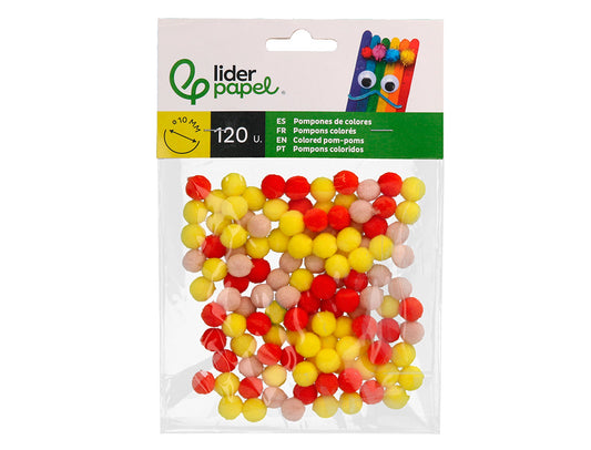 Pompones de colores liderpapel 1 cm bolsa con 120 unidades