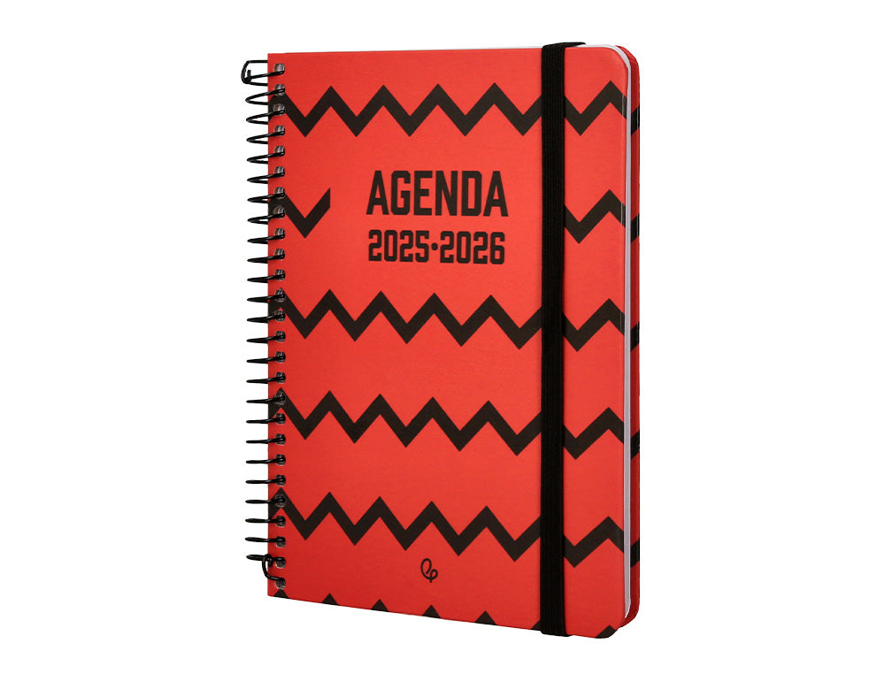 Agenda escolar liderpapel 25-26 espiral patterns zigzag semana vista a6 bilingüe papel fsc 80 gr