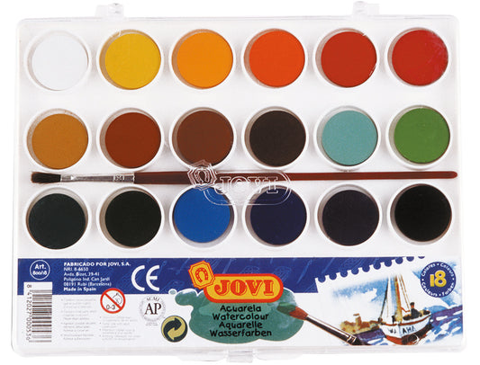 Acuarela jovi 18 colores con pincel estuche de plastico