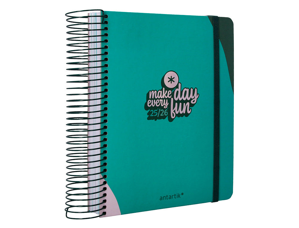 Agenda escolar antartik 25-26 espiral fun day fucsia dia pagina a5 bilingüe papel fsc 80 gr