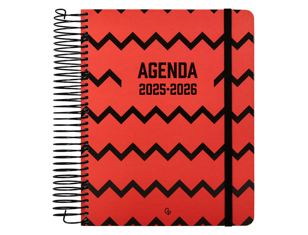 Agenda escolar liderpapel 25-26 espiral patterns zigzag dia pagina a5 bilingüe papel fsc