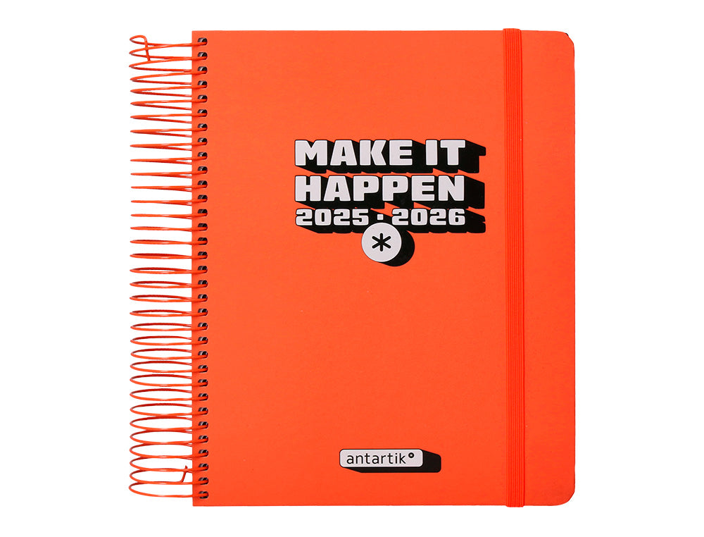 Agenda escolar antartik 25-26 espiral neon dia pagina a5 bilingüe papel fsc 80 gr