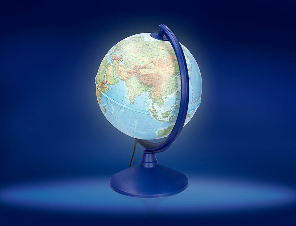 Globo terraqueo liderpapel con luz fisico y politico diametro 20 cm
