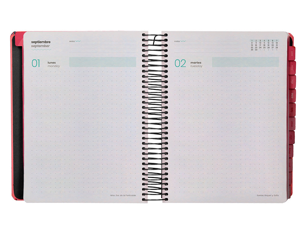 Agenda escolar liderpapel 25-26 espiral patterns zigzag dia pagina a5 bilingüe papel fsc