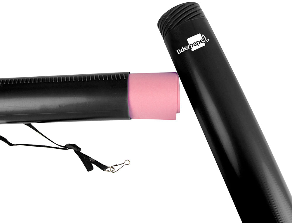 Portaplanos plastico liderpapel diametro 6 cm extensible hasta 80 negro