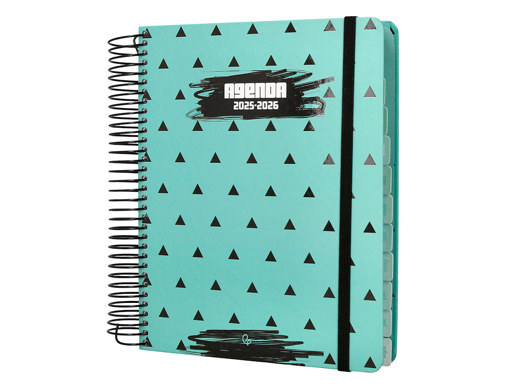 Agenda escolar liderpapel 25-26 espiral patterns triangulos dia pagina a5 bilingüe papel fsc 80 gr