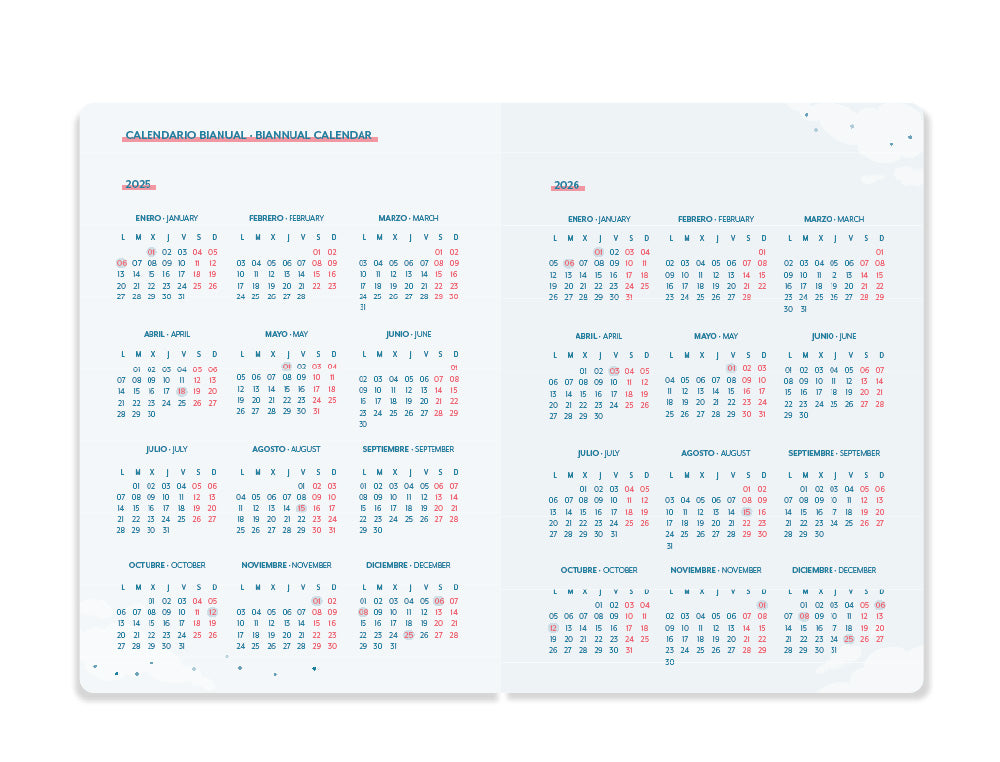 Agenda escolar liderpapel 25-26 espiral waves rosa semana vista a5 bilingüe papel fsc 80 gr