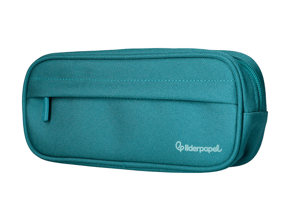 Estuche portatodo liderpapel classic ovalado 2 cremalleras con bolsillo delantero 210x90mm