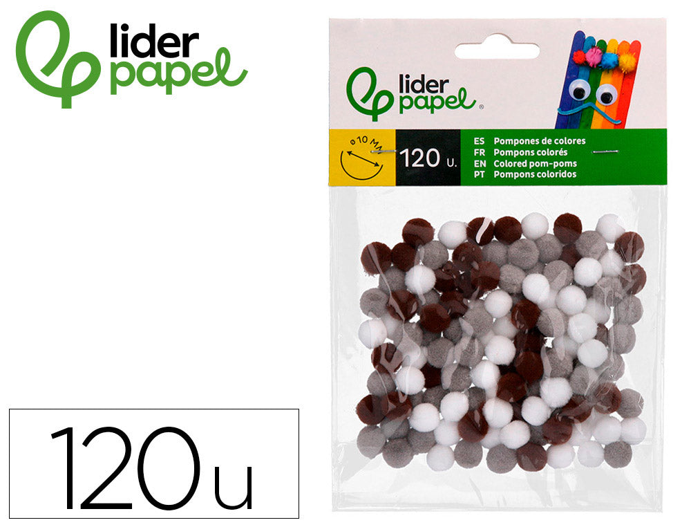 Pompones de colores liderpapel 1 cm bolsa con 120 unidades